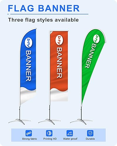 Miniatura 3 de Banderas de plumas publicitarias personalizadas para negocios fuera de texto con logotipo personalizado en letrero de bandera abierta (solo