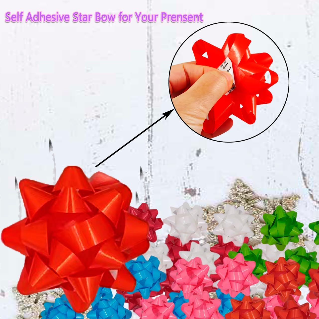 36pcs Gift Wrap Bow 3.5" Sparkle Star Bow Self Adhesive Gift Bows for Wedding, Basket Packaging, Party Decorations, Christmas, Birthdays, Holidays etc - Image 5