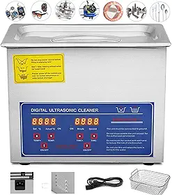 CNAOHGHN 1.3L-10L Limpador ultrassônico,profissional de limpeza por ultrassom aquecido,Temperatura Ajustável (0-80 ℃),Com Temporizador (0-99min) para óculos de moedas de relógio de joias