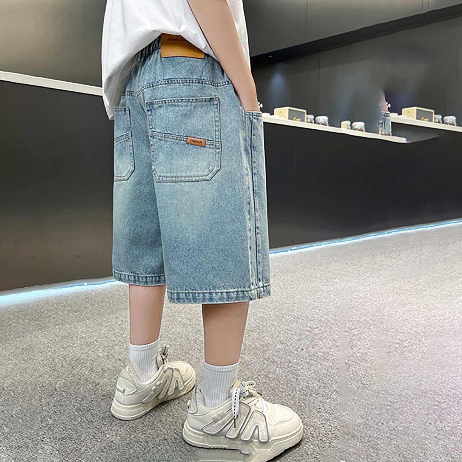 Baggy Jeans Shorts Jungs 4-14 Jahre Y2k Kurze Jeans Hip Hop Vintage Denim Teenager Streetwear Sommer Bermuda