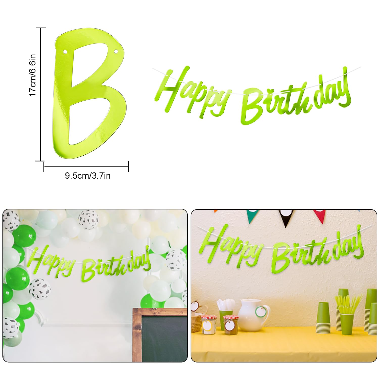 2 palloncini a forma di numero 40 verde + ghirlanda di auguri + banner verde in pellicola per 40° compleanno, decorazione per uomini e donne per 40