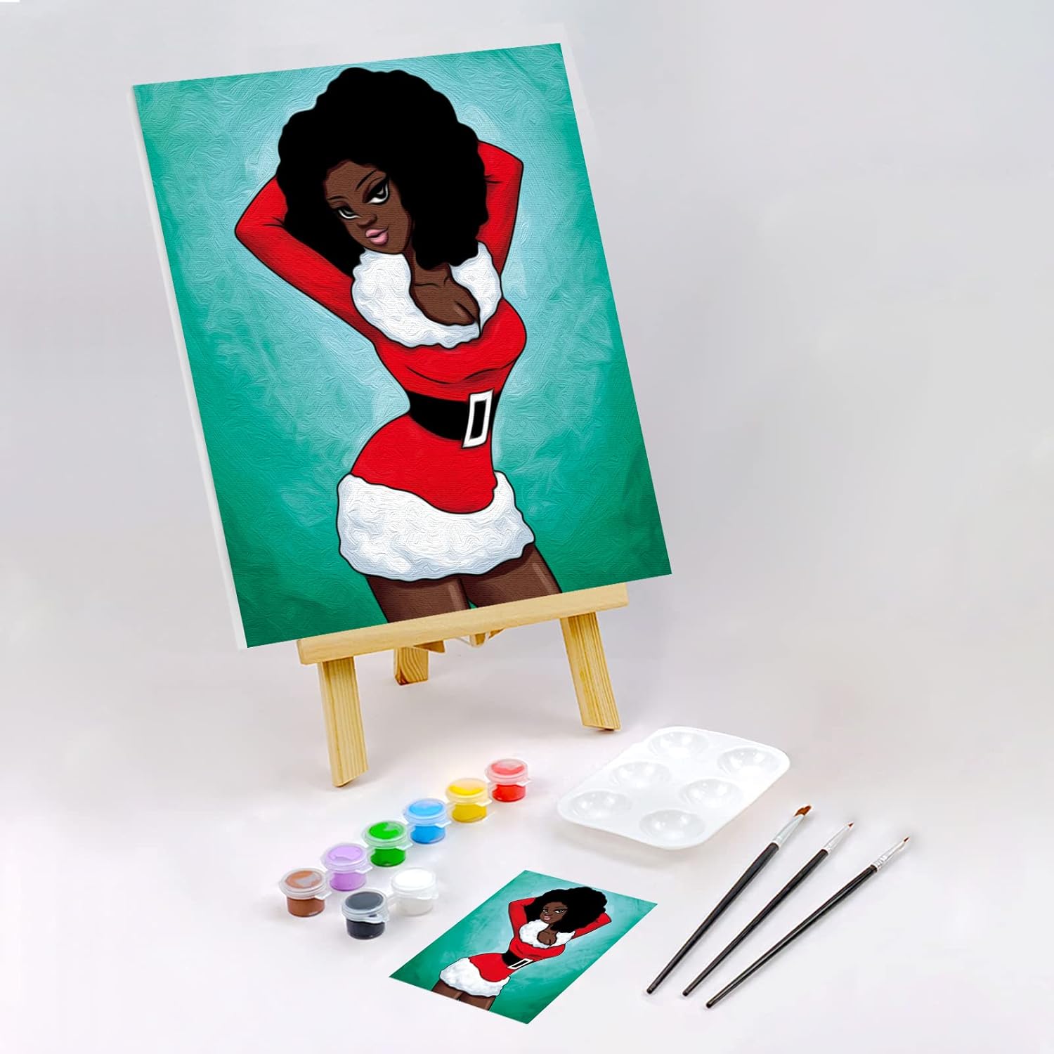 Pre Drawn Paint Canvas Kit for Painting for Adults, 8x10 Stretched Canvas Outline Sip and Paint Party Supplies Acrylic Paint Set for Adult's Christmas Date Night DIY Art