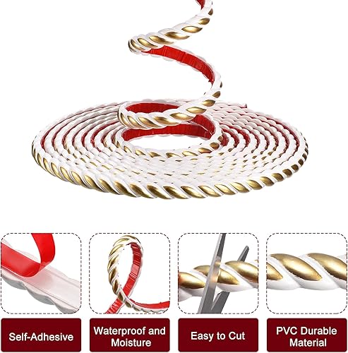 Miniatura 2 de uxcell Moldura flexible para pared, 0.6 x 16 pies, moldura para despegar y pegar, impermeable, para decoración del hogar en el marco del espejo,