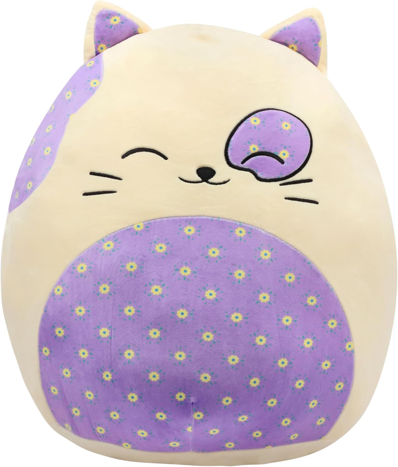 20-Inch Large Cat Plush Pillow with Floral Belly Cute Plush Toy Soft Kitty Pillow Giant Kitty Stuffed Animal Birthday Gifts for Kids Girls Adults