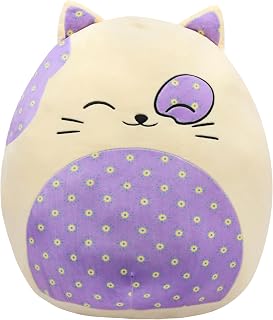 20-Inch Large Cat Plush Pillow with Floral Belly Cute Plush Toy Soft Hugging Body Pillow Giant Stuffed Animal Birthday Christmas Festival Gift for Kids Adults