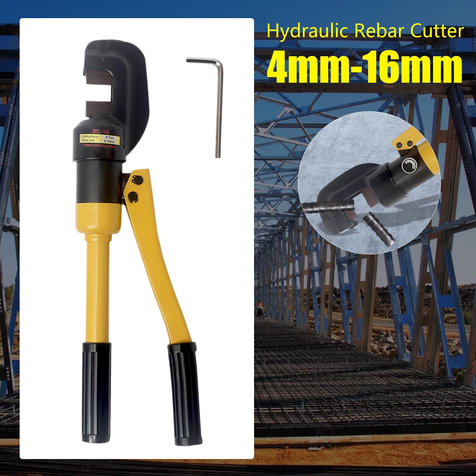 Cortador de pernos hidráulico 8T cortador hidráulico de acero 4-16mm Mango antideslizante Fácil de llevar