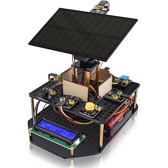 KEYESTUDIO DIY Solar Tracking Electronic Kit for Arduino UN0 Temperature and Humidity Sensor BH1750 Light Sensor etc. Educational Programming Gift for 14+ Teens Adults