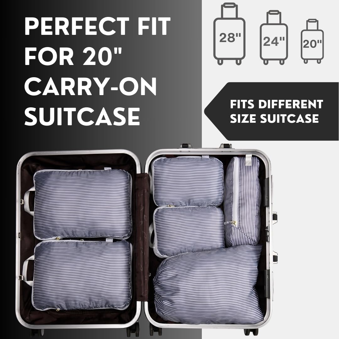 Komugi Lot de 6 cubes d'emballage de compression, en maille imperméable