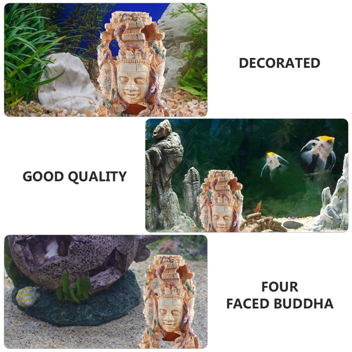 Toyvian 1 Decorazionper con Buddha Faccie Accessorio per e Rettili e Vivid e Sicuro per Acquatici