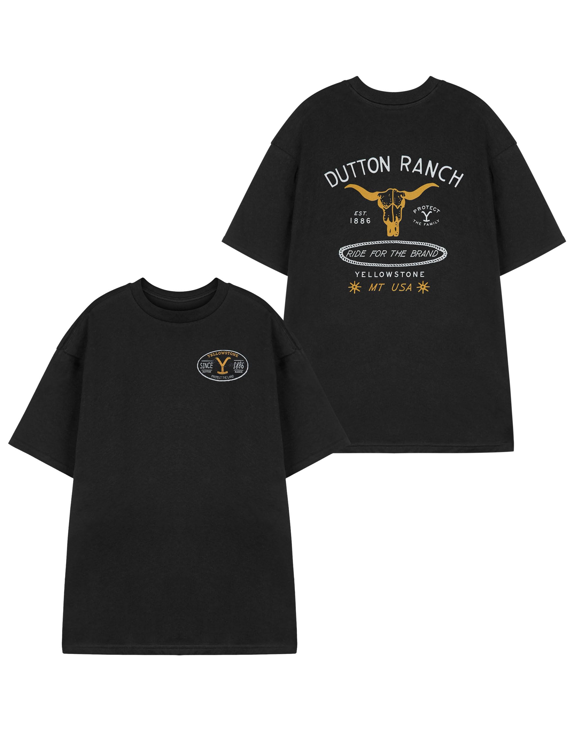 Yellowstone Men's Black Short-Sleeved T-Shirt L - "Ride For The Brand" Graphic Tee