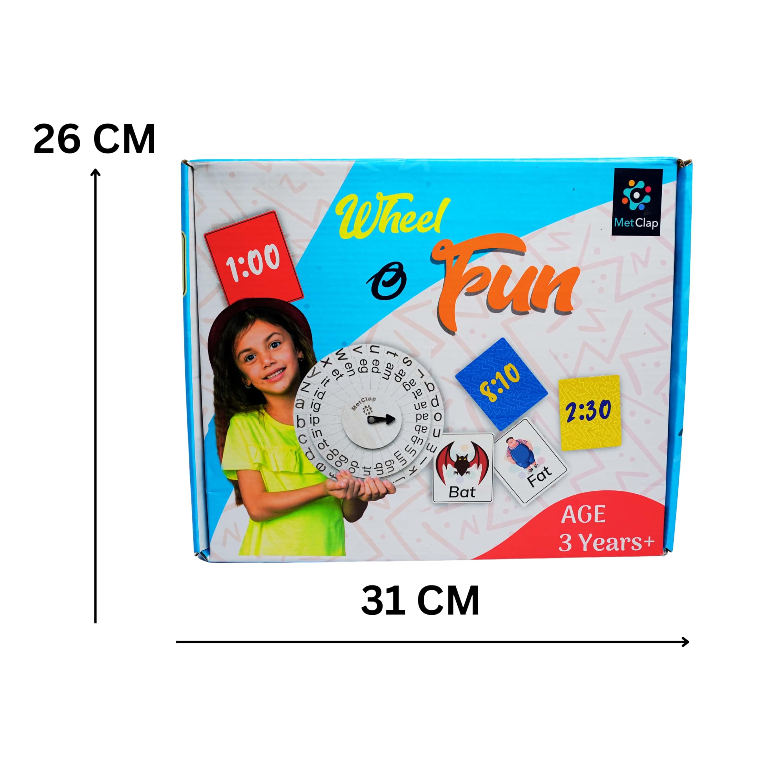 MetClap Wheel of Fun - CVC Word and time Learning Toy for Kids Including 30 Flash Cards | STEM Educational Toys for 3+ Years Boys and Girls| Learn CVC Words and Concept of time | Educational Toy 2