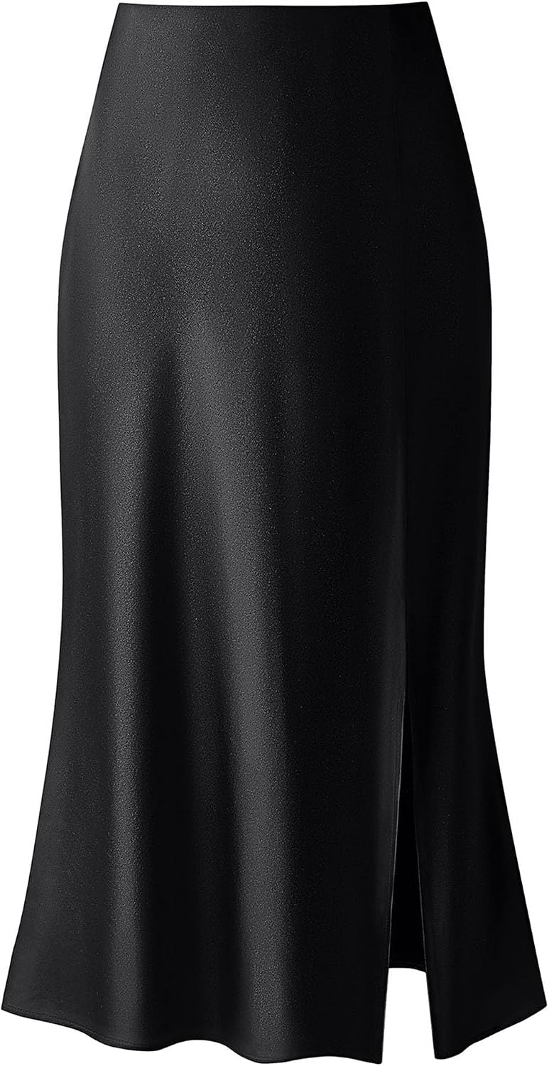 Leopard Print Skirt for Women Cheetah High Waist Silk Satin Elasticized Skirts