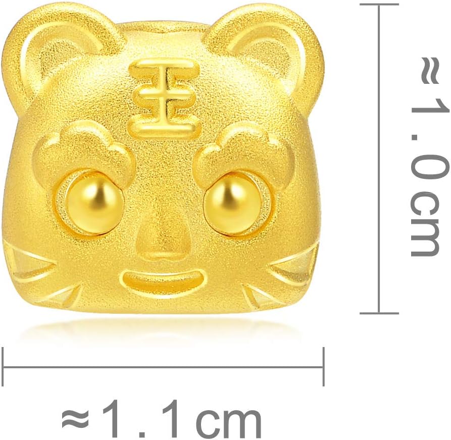 CHOW SANG SANG 999 24K Solid Gold Tiger Lionhead Shoe Blessing Charm Bracelet for Women 90049C