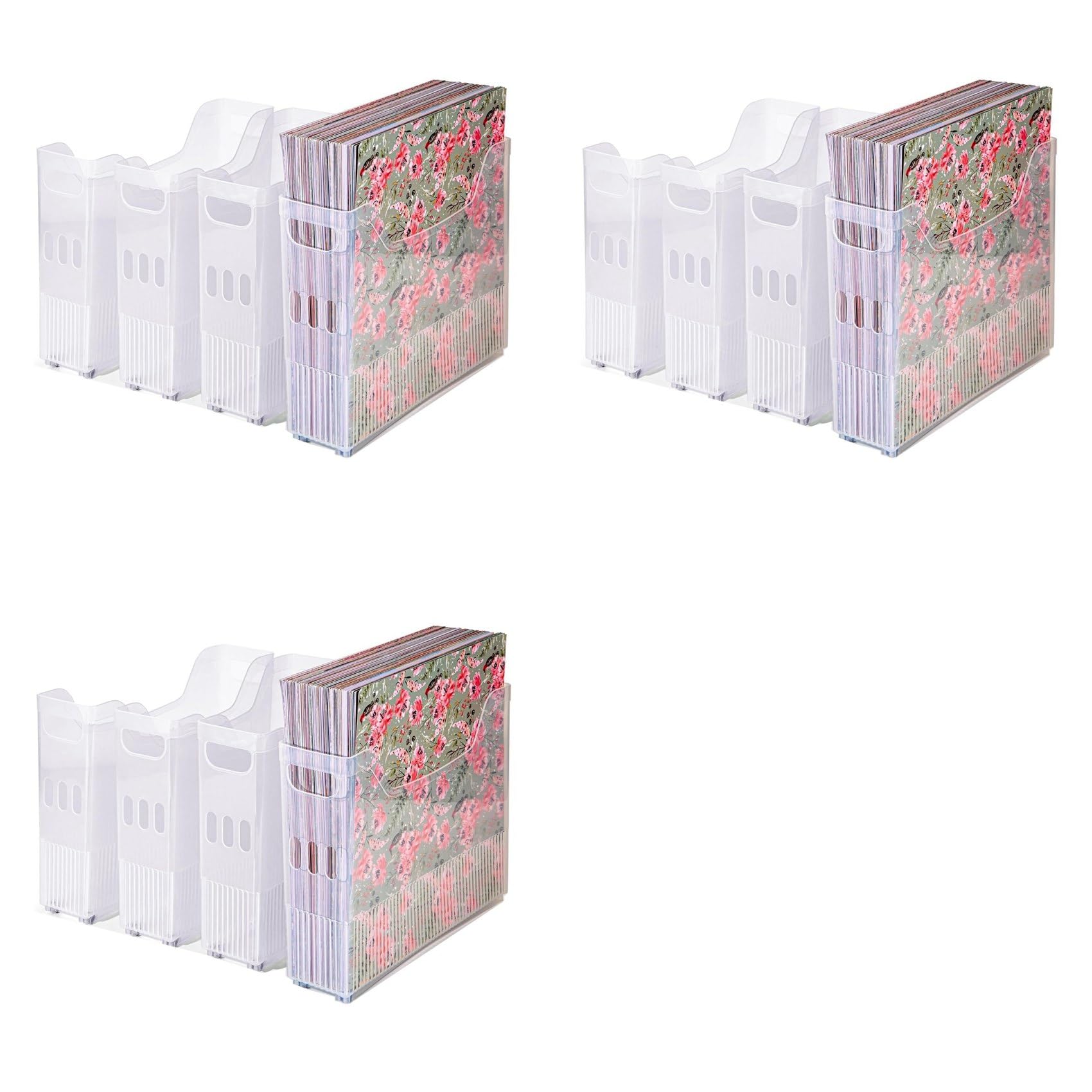 Vjsujehgy 12x Scrapbook Paper Storage with Wheels,Plastic Scrapbook Storage Bin for Holding 12 Inch X 12 Inch Paper