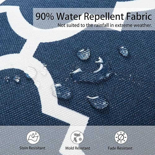 Miniatura 4 de Magpie Fabrics Cojines de asiento redondos para exteriores con lazos, 15 x 15 x 4 pulgadas, juego de 2, cojines impermeables copetudos para silla de