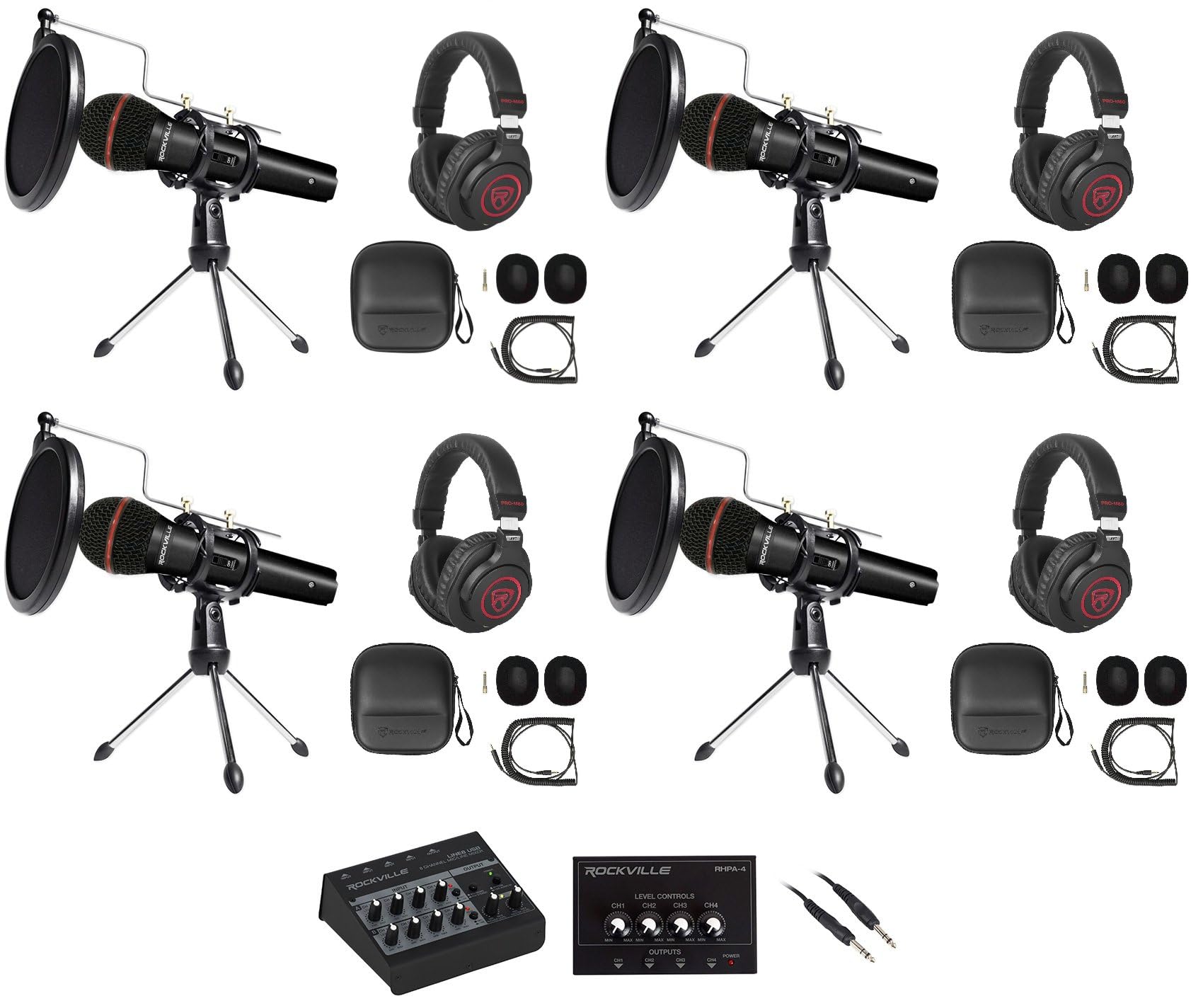 Amazon.com: Rockville 4-Person Podcast Recording Package LINE8 USB