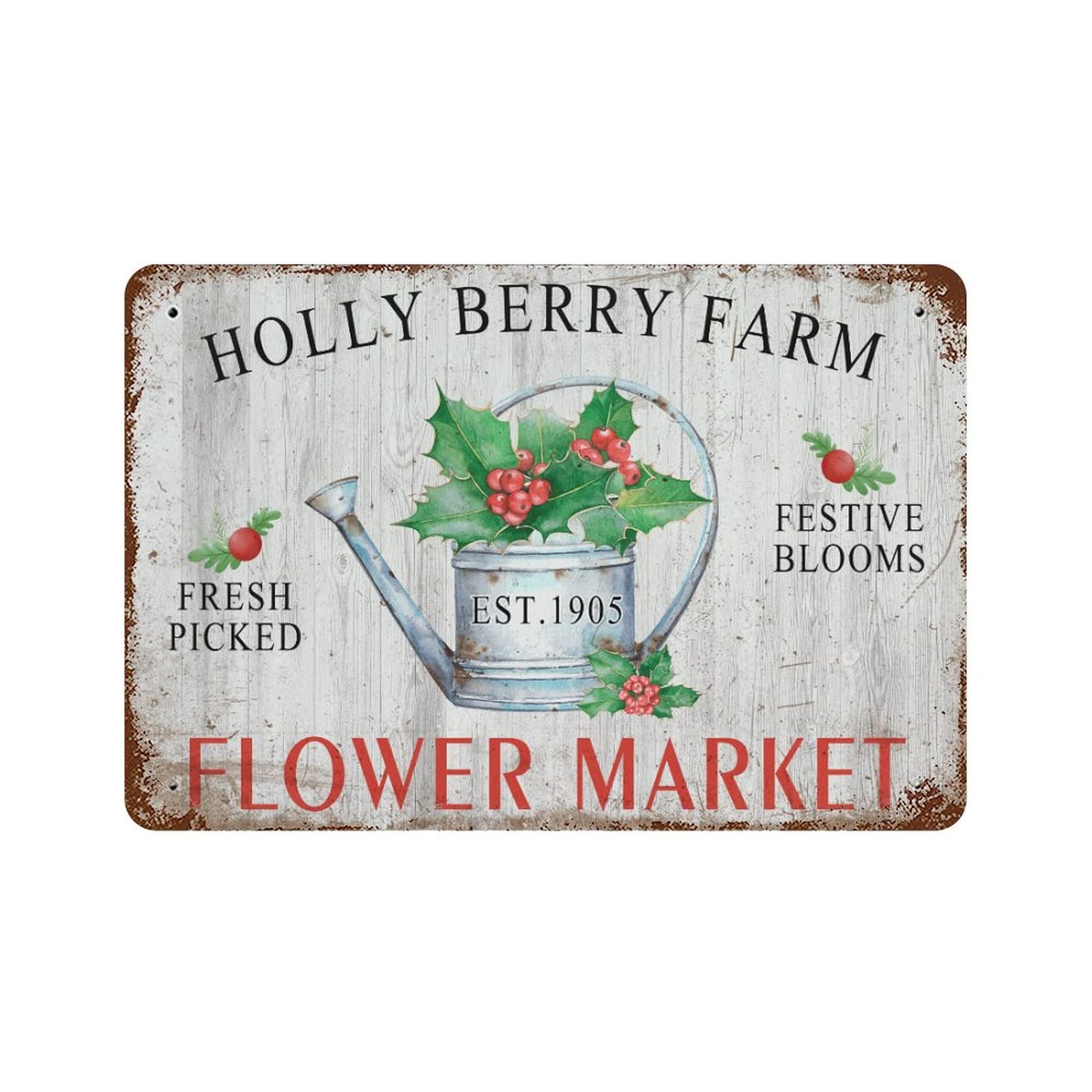 Panneau de Noël pour pelouse et cour extérieure motif Père Noël rétro Holly Berry Farm