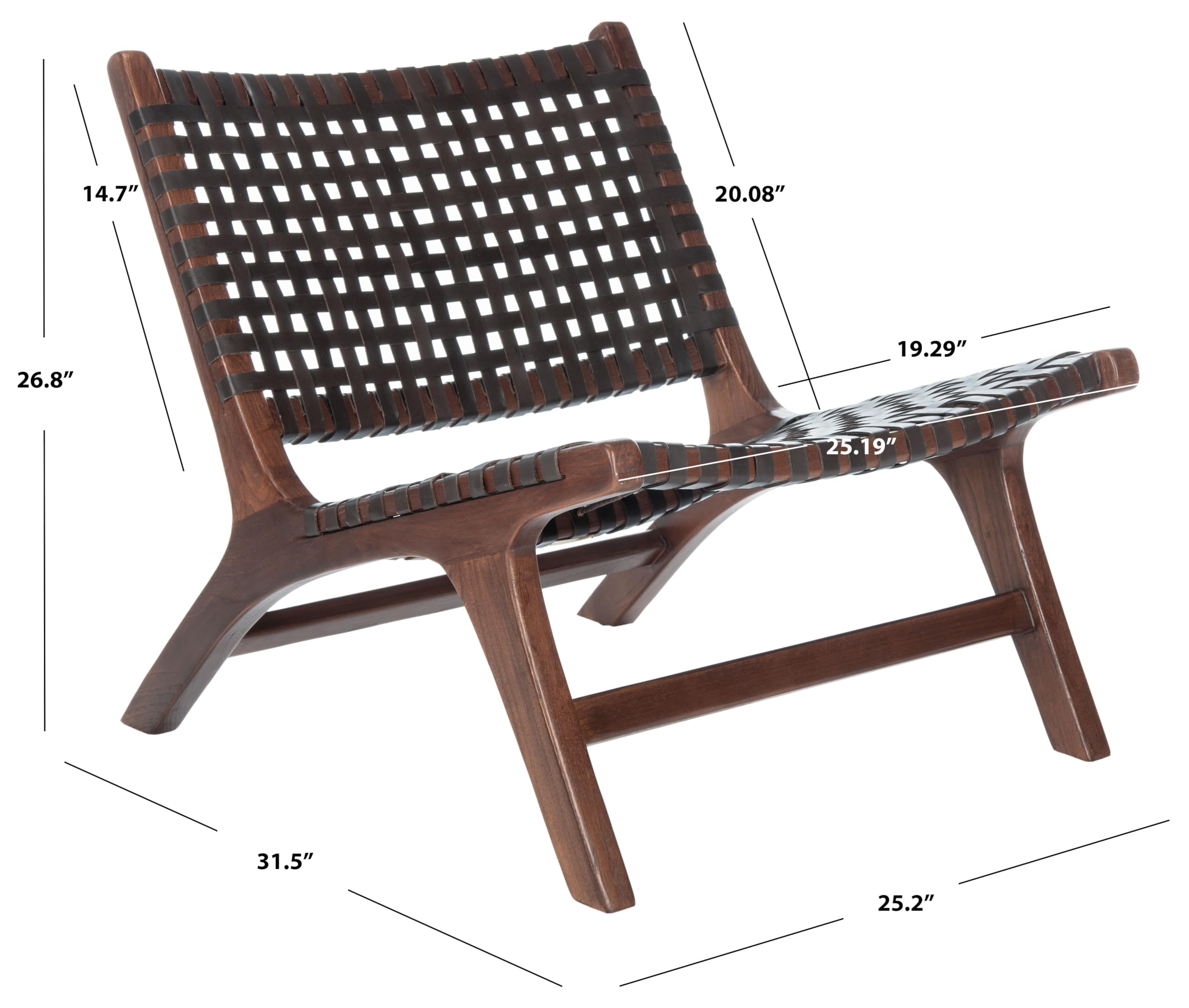 Safavieh Home Luna Natural And White Leather Woven Accent Chair