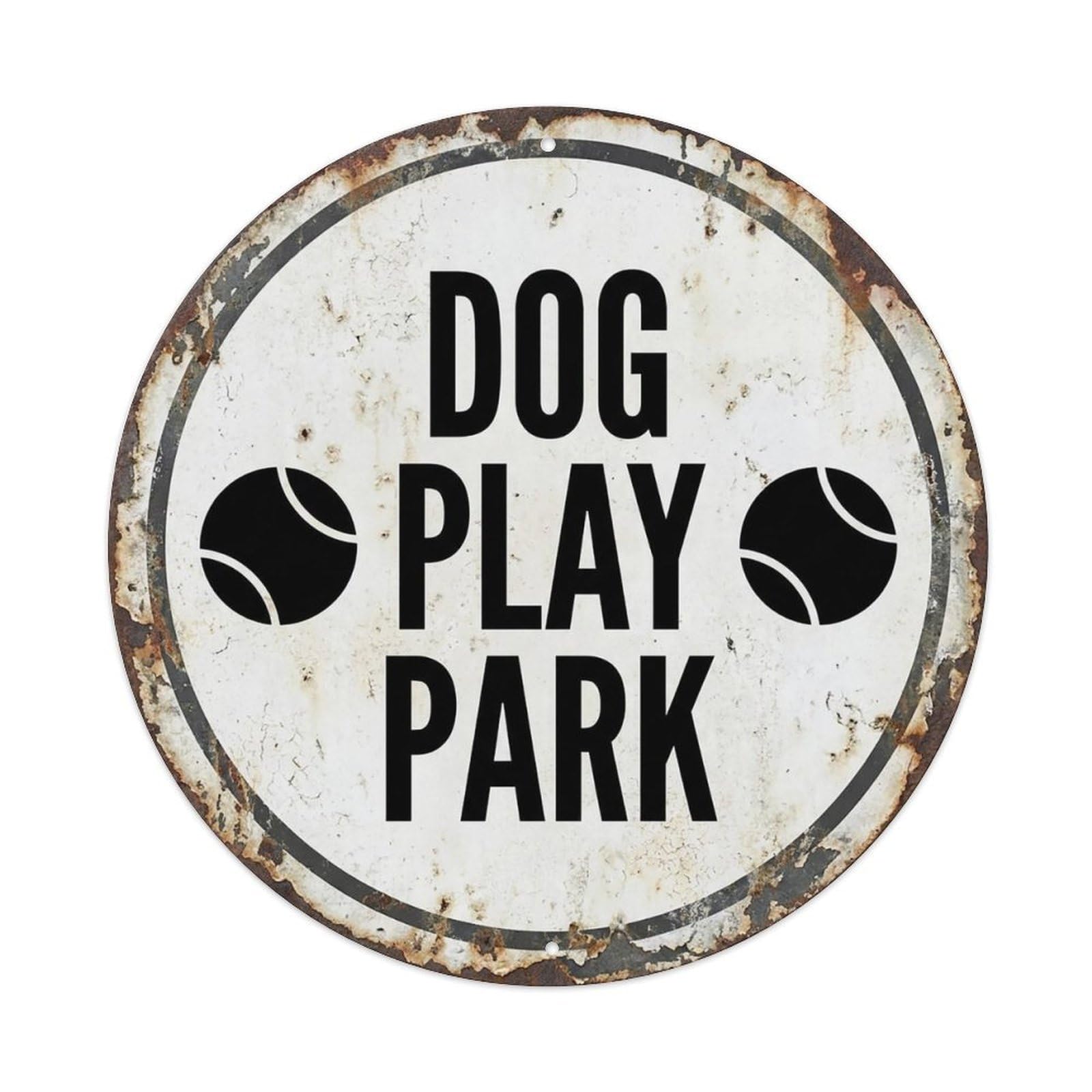 Vintage Dog Play Park Decor Vintage Metal Tin Sign Plaque Wall Decor for Cafe, Club Bar, Office, Garden Metal Poster 8x8Inch