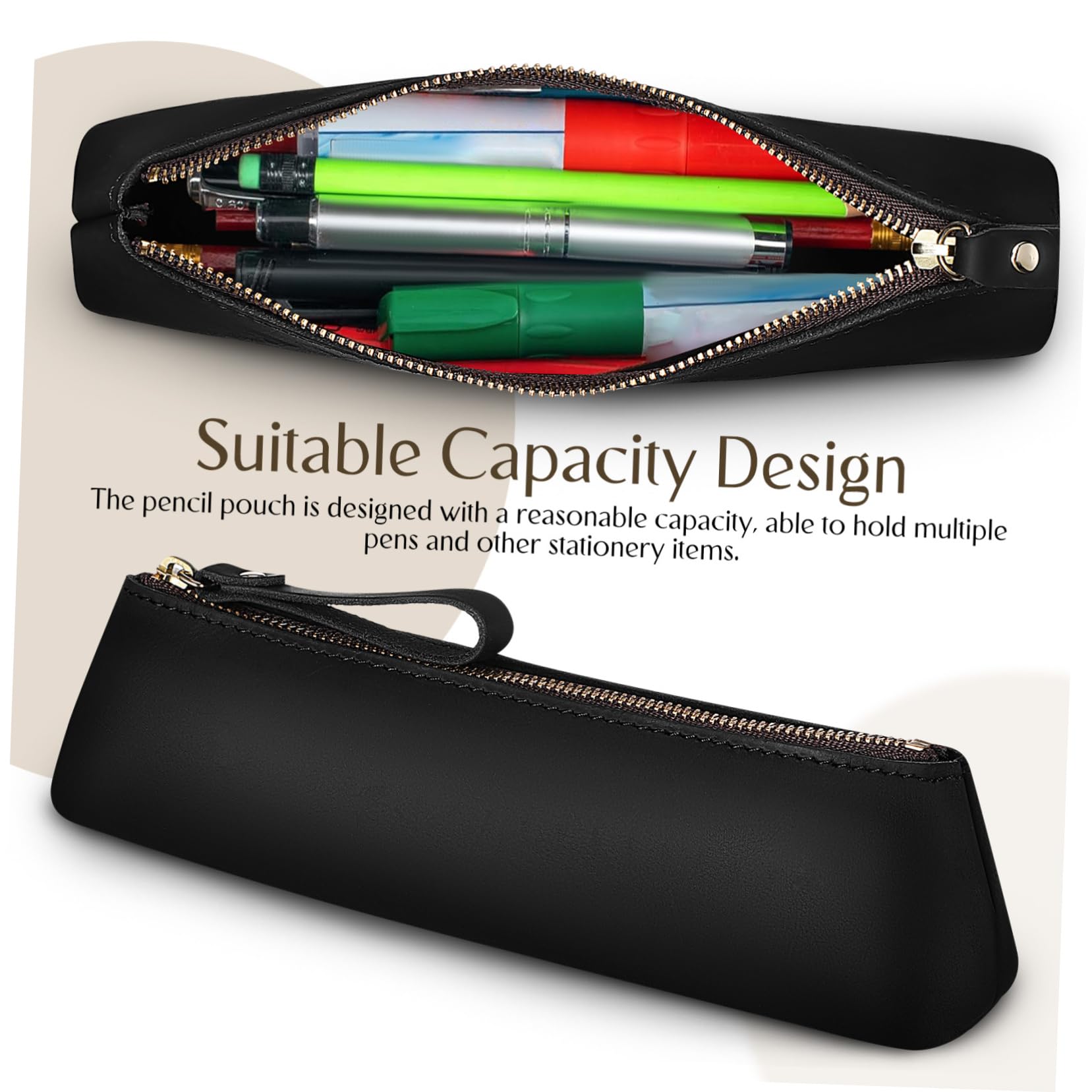SHINEOFI 3pezzi Astuccio Pelle Artigianale Per Penne e Matite Astuccio Slim Piccolo Per Cancelleria e Accessori Da Viaggio Organizer Elegante e Multifunzionale