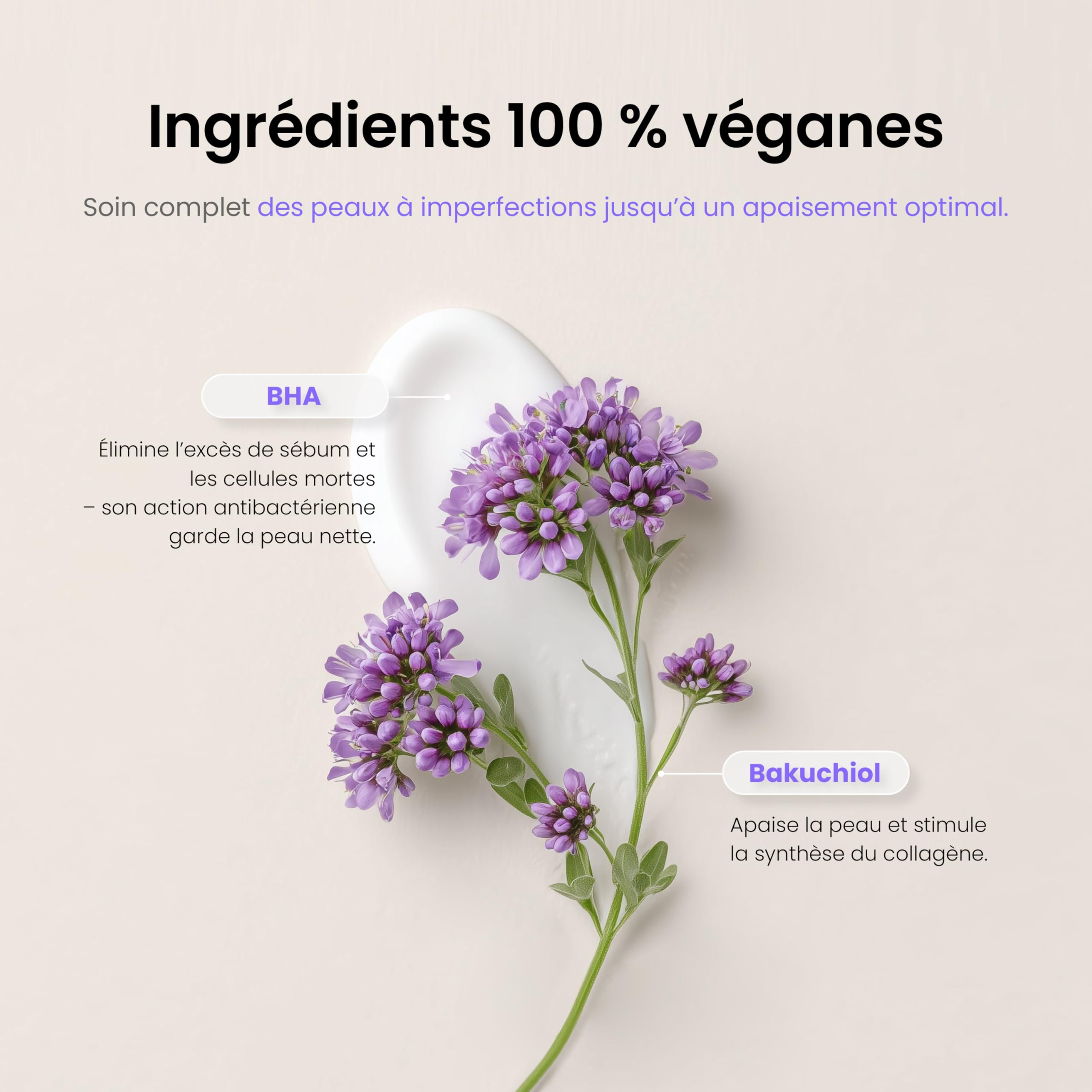 Baume Démaquillant Exfoliant Doux avec BHA & Bakuchiol, Huile Nettoyante Vegan 50ml