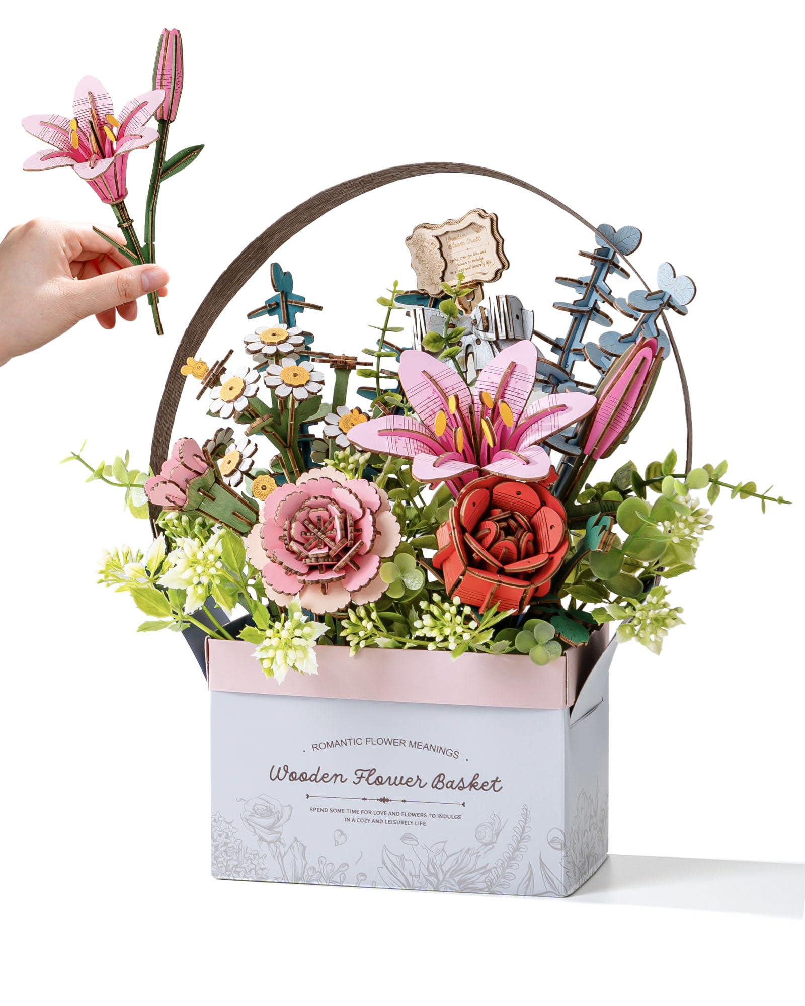 Set di puzzle 3D, fiore fai da te, in legno, per fiori artificiali, da assemblare, per adulti, la migliore decorazione per la casa e il set regalo di San Valentino - Giochi