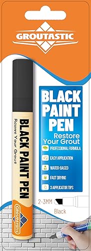 Black Grout Paint Pen – Colorante de lechada y marcador sellador de azulejos, secado rápido, ideal para baño, ducha, azulejos de cocina, restaura