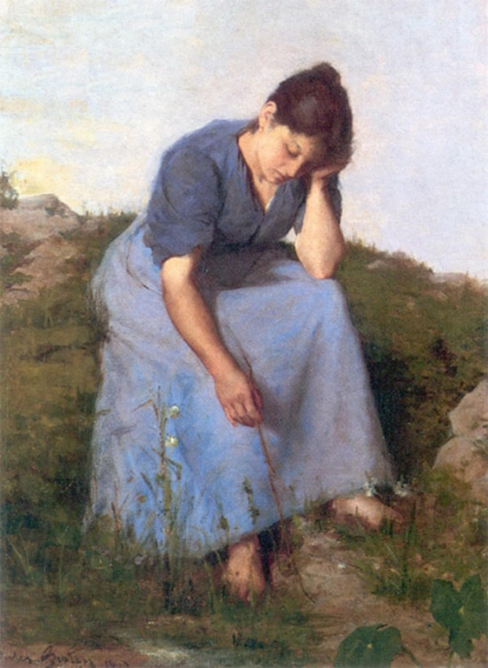 POSTERIIk Famous Print Pop Art Wall Art Graffiti Young Woman in a Field by Jules-adolphe Breton Art Prints for Home Decor 60x90cm