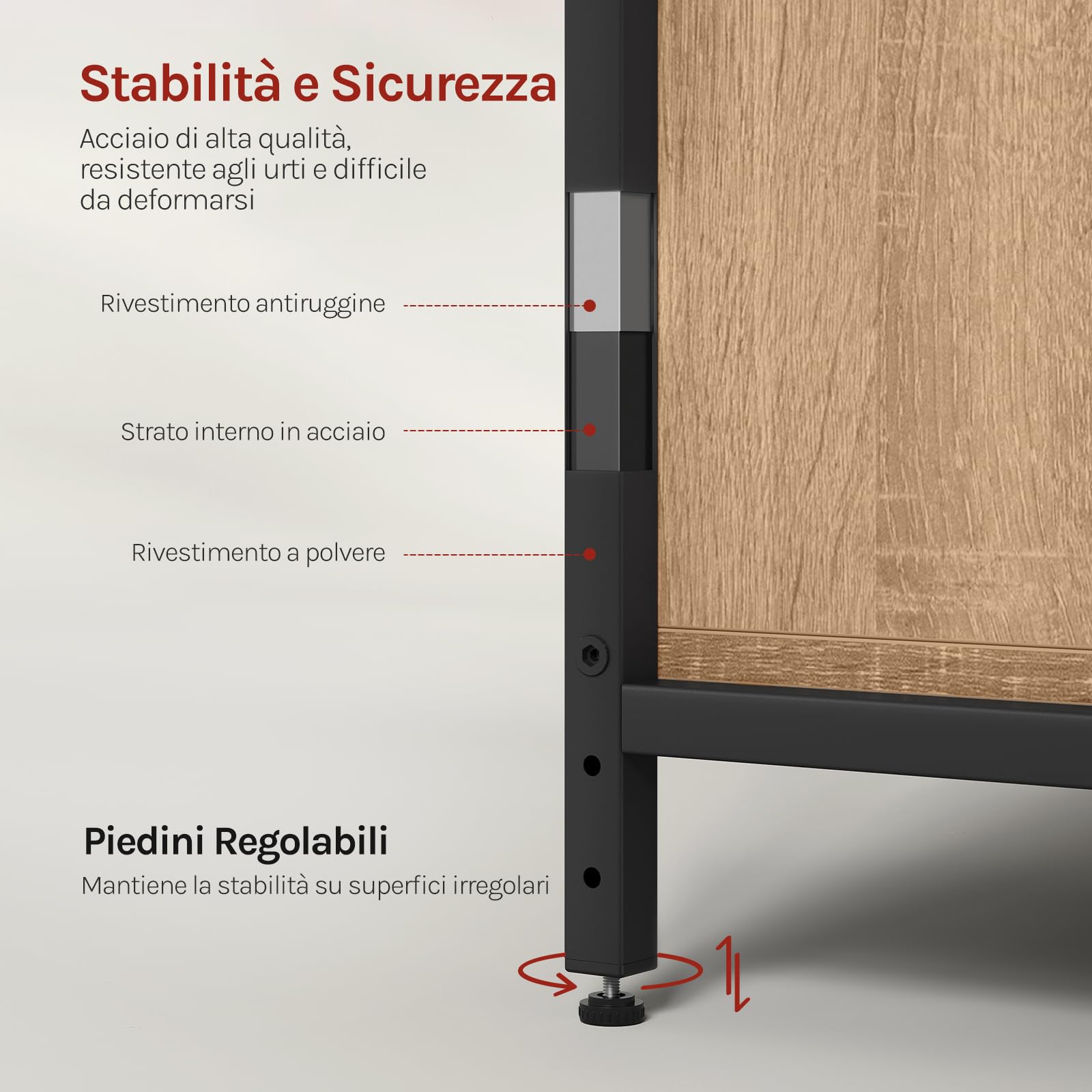 WOLTU Scaffale Moderno con Ripiani e Armadietto, Scaffale Divisorio 80x35x97 cm, Stile Industriale, Struttura in Metallo, Nero + Rovere Chiaro, RGB08hei