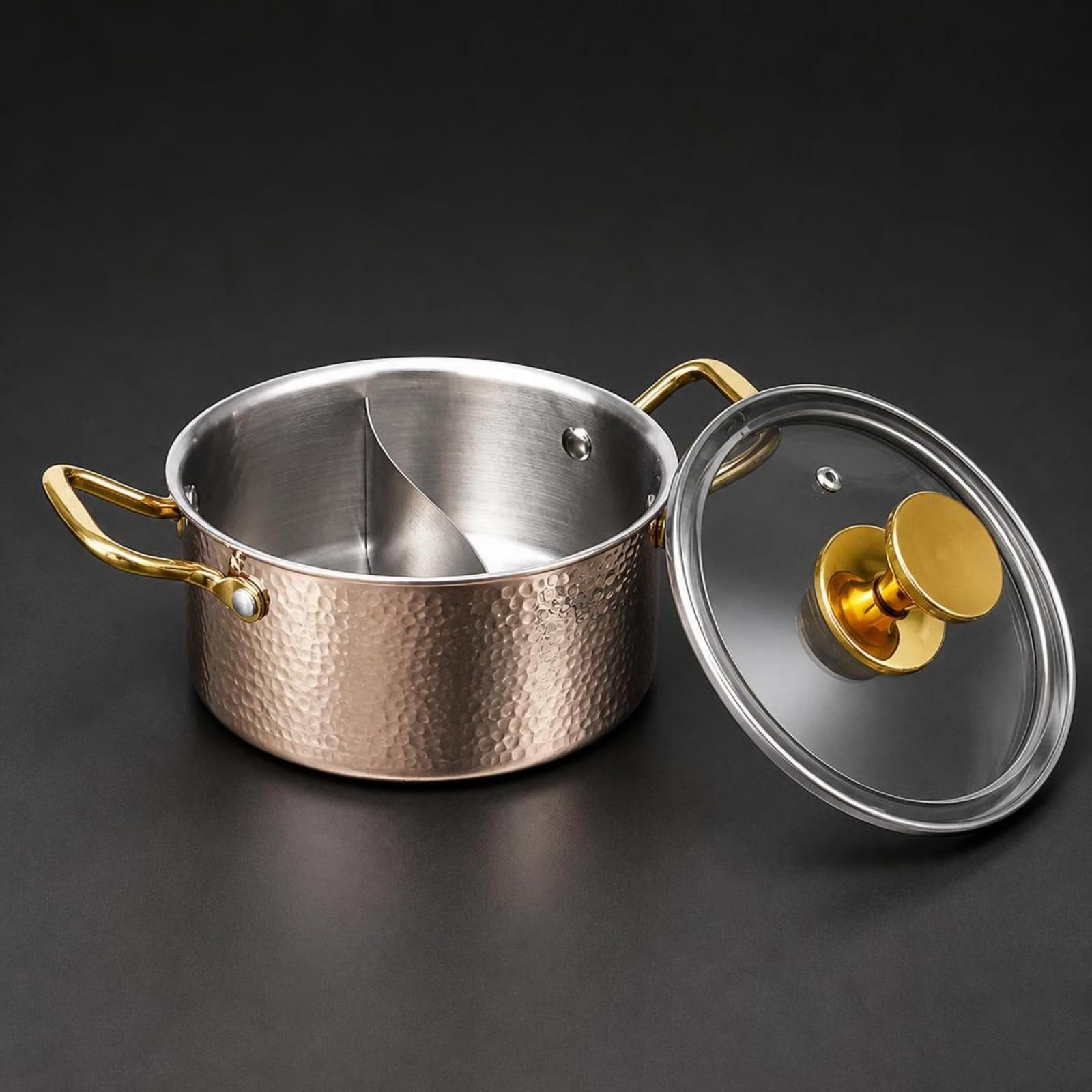 Marmite avec Couvercle En Verre Brossé, 18CM, Soupe Claire