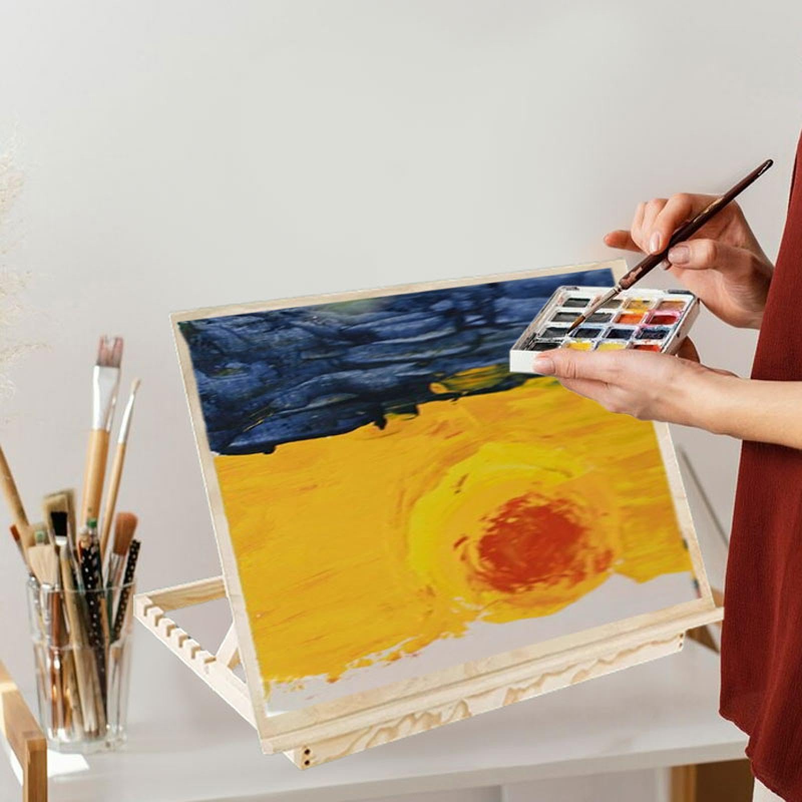 Tragbare Staffelei Zum Zeichnen Und Malen, Holztafel für Kunststudenten, 6 Gänge