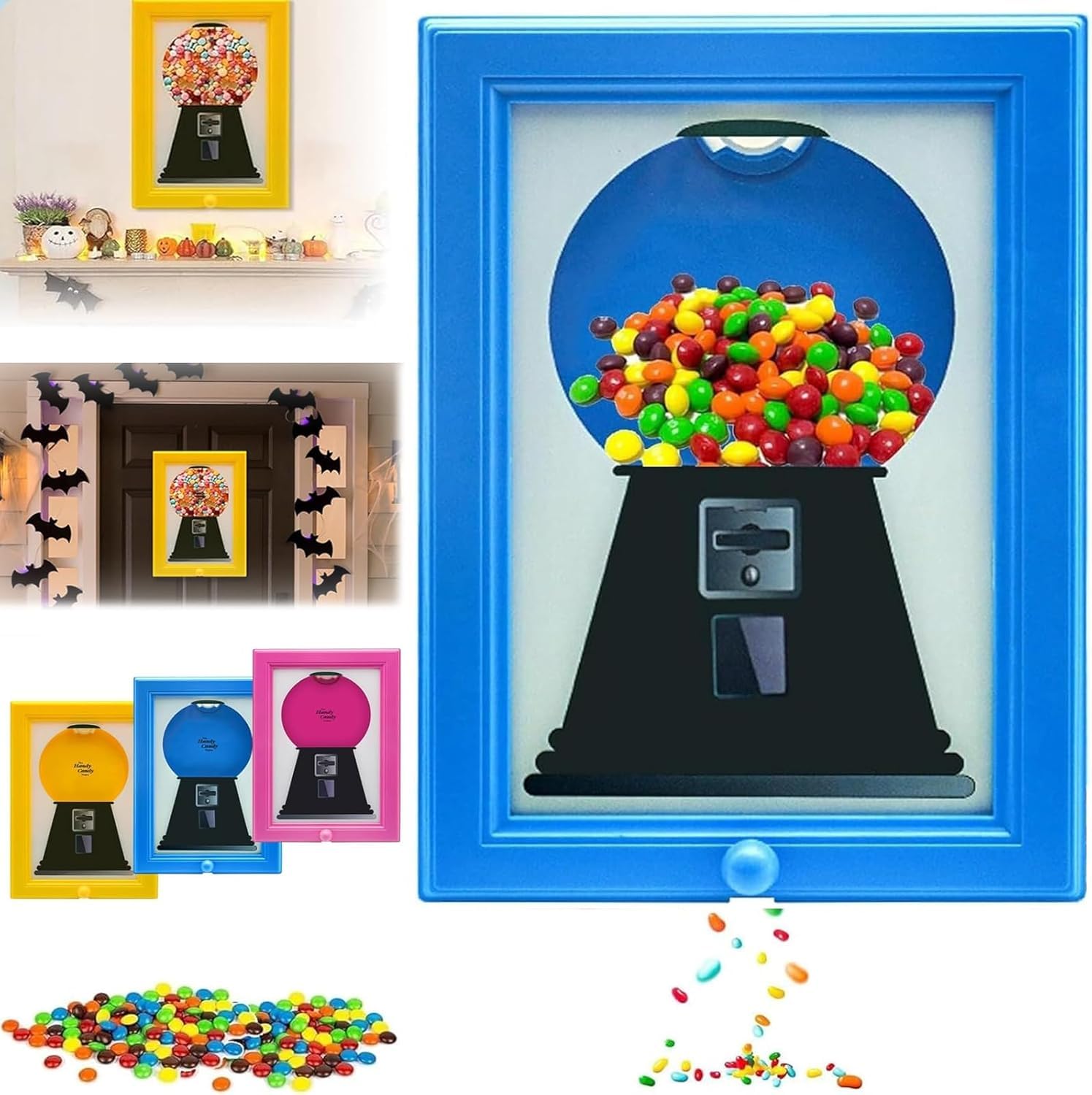 Portarretratos dispensador de caramelos, máquina de chicle, arte de máquina de caramelos colgante vintage, dispensadores de caramelos montados en la pared, cocina para dulces, frutos secos, golosinas