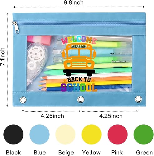 Miniatura 9 de Estuche para lápices con 3 anillos, con cremallera, estuche para lápices (rosa, 1)