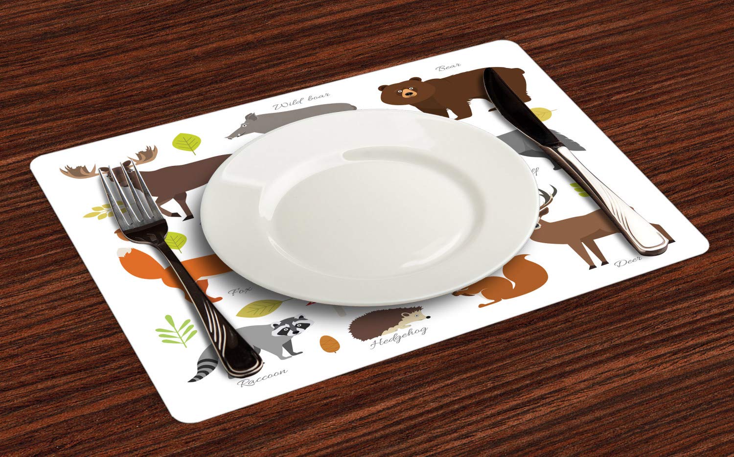 Set Di 4 Tovagliette Americane In Tessuto ABAKUHAUS – Fantasia Animale Peloso Esotico – Lavabili In Lavatrice – Colore Abbronzatura 45x30 Cm