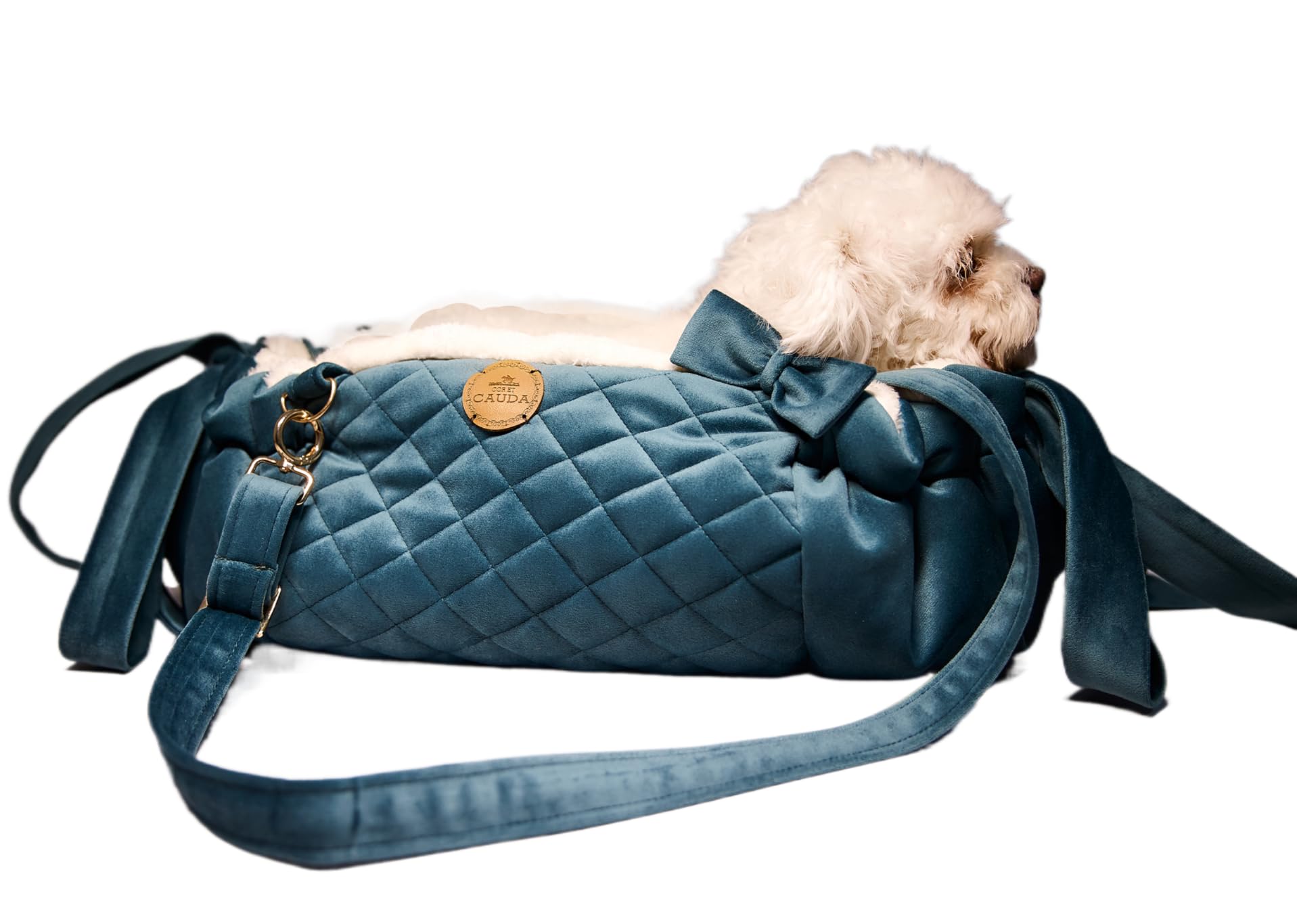 Sac à bandoulière pour chien Deep Sapphire M en tissu raffiné et élégant