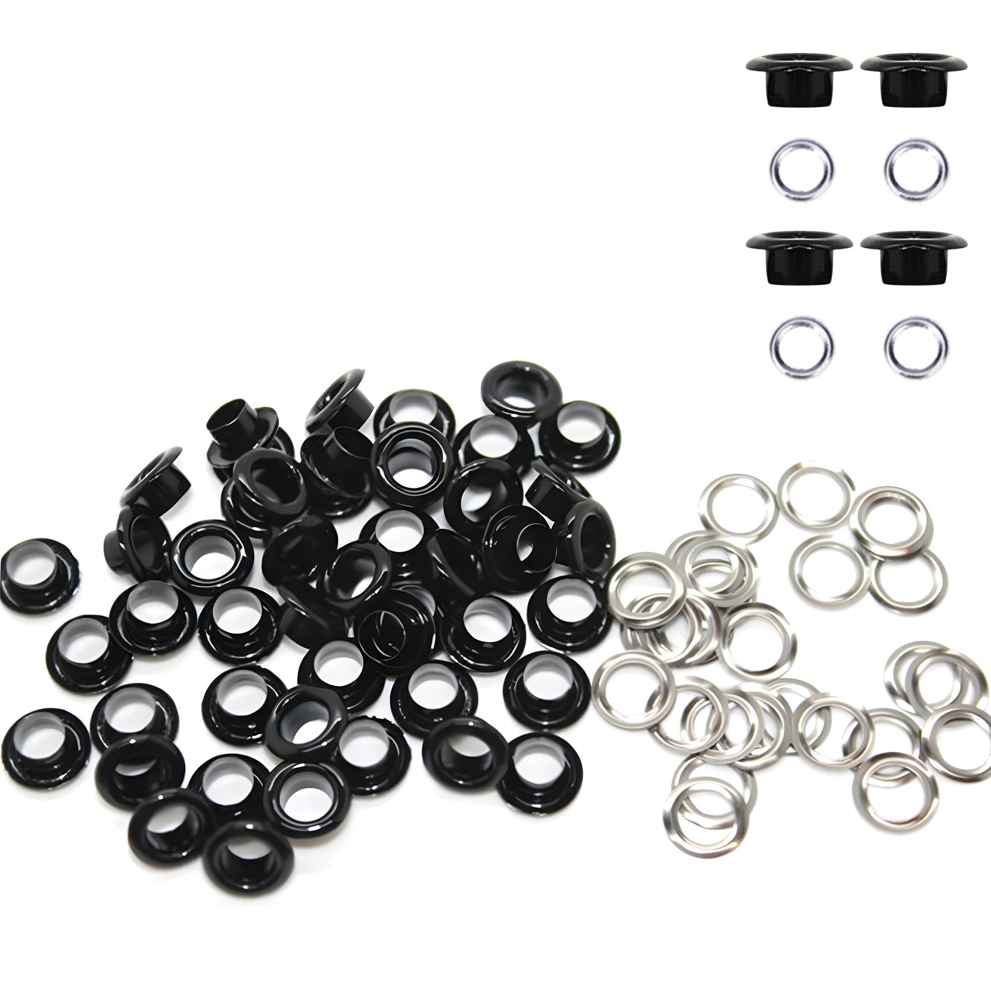 WedDecor 5mm Shiny Black Brass Eyelets Grommets with Washers for Clothing, Baby Dolls, Sewing, Bags, Scrapbook, Leather Work, DIY Projects and Rust Proof, 100pcs โ image 1