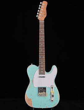 KGD Relic electric guitar mahogany body carbonized maple neck rosewood fretboard 6-string solidbody electric guitar S-S pickupsbrass barrel saddle bridge Seafoam