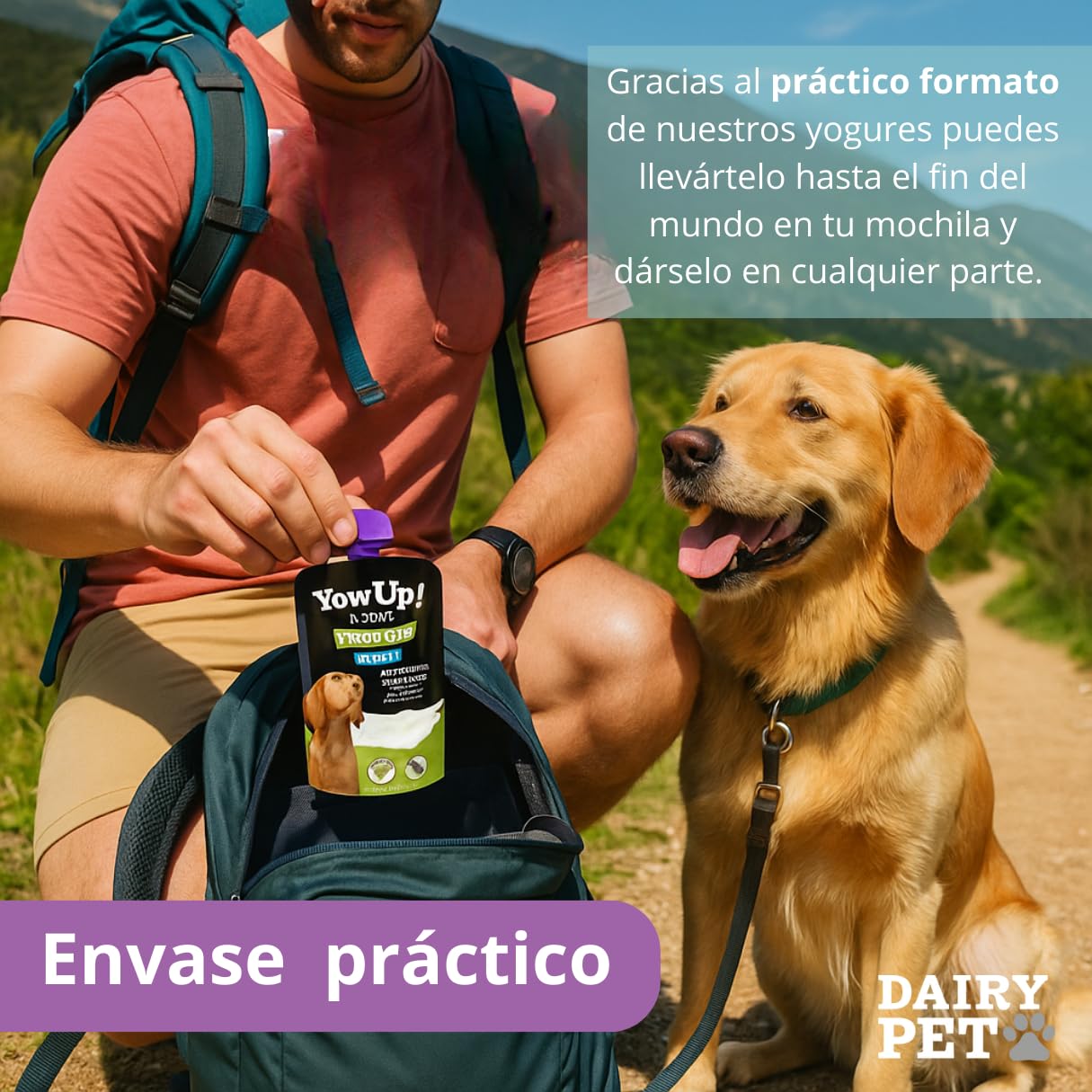 Yogur para Perro YowUp! con Prebióticos | Snack Funcional Saludable | Sin Lactosa, Bajo en Grasa | Pack 10x115g | Chuches Naturales Digestivas