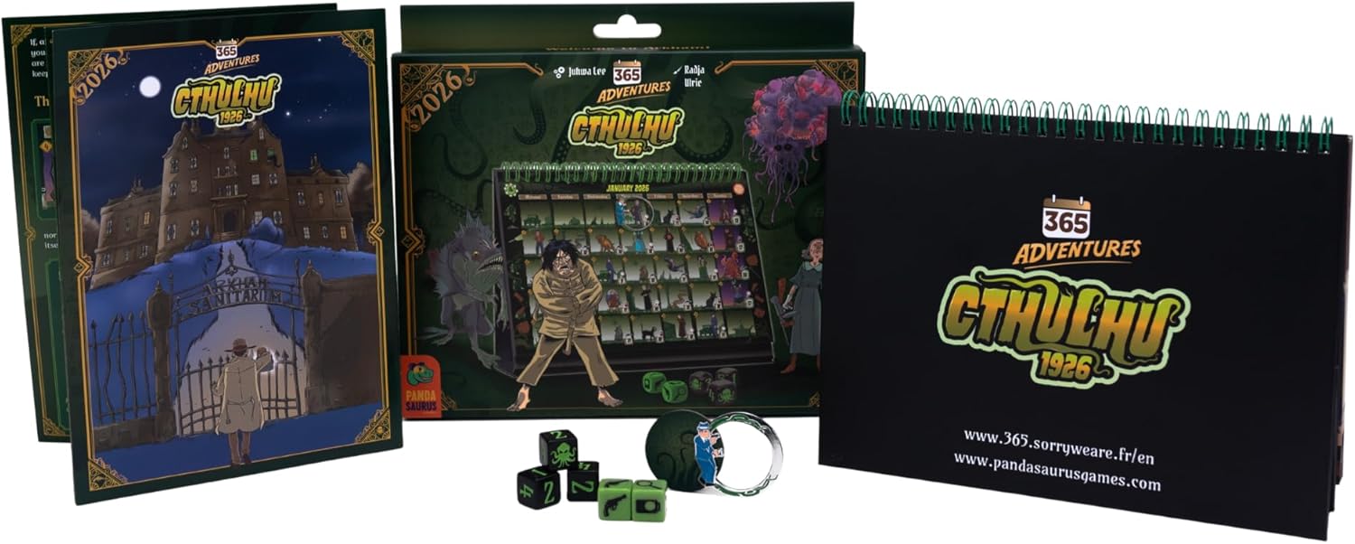 365 Adventures: Cthulu 1926 (2026) Calendar - Year-Long Solo Cosmic Horror Adventure Game with Daily Challenges & Investigations in Arkham for Kids & Adults, Ages 14+, 1+ Players, 15 Minute Playtime