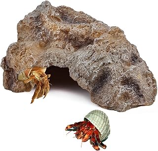 Hermit Crab Hideout, Large Rock High Simulation Reptile Cave Hideout, Hermit Crab Hide Stone Cave Climibing Toy, Resin Terrarium Habitat Decor for Gecko Bearded Dragon Lizard Turtle Frog Spider
