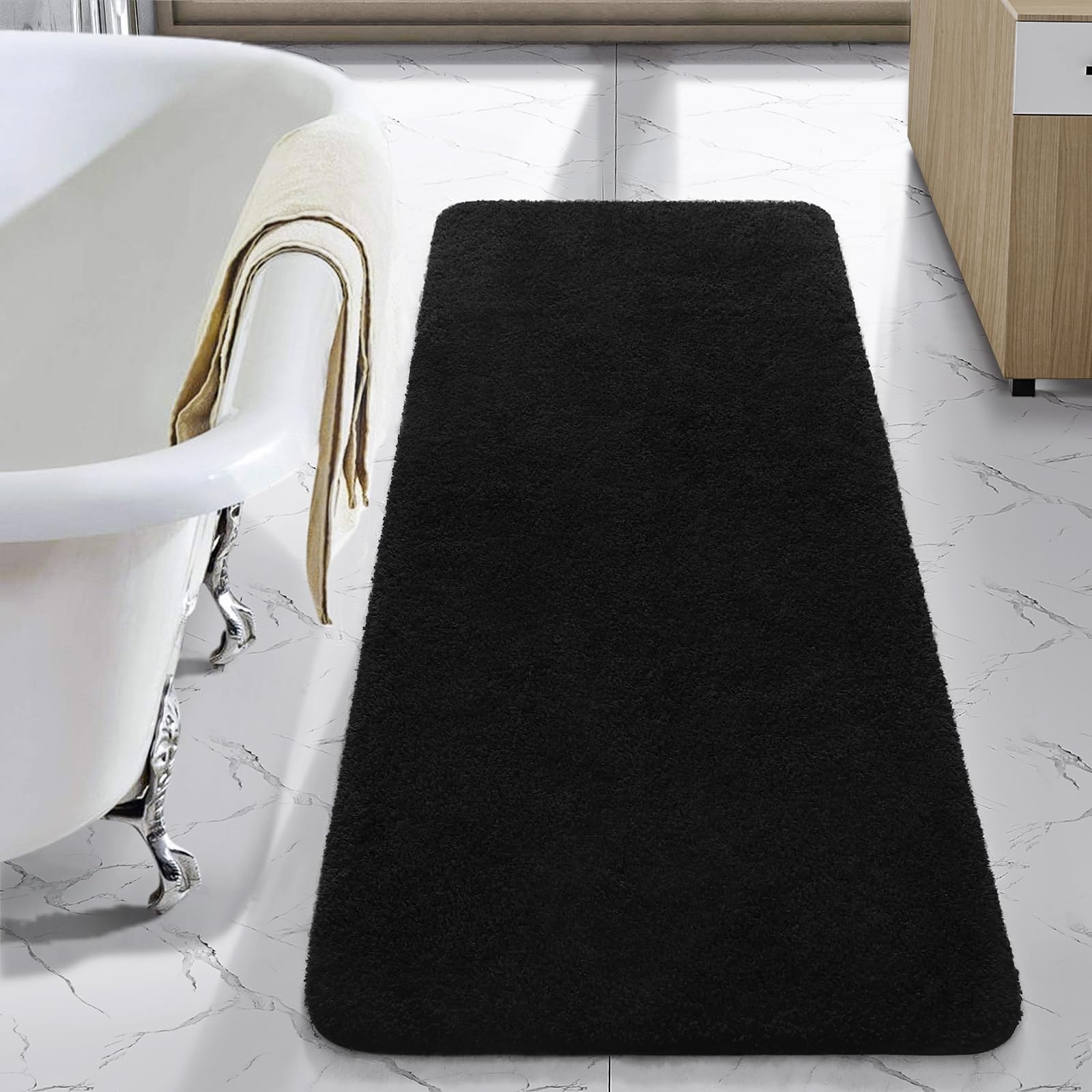 LOCHAS Bathroom Rug Runner 24x48 Inch, Soft Thick Absorbent Microfiber Bath Rugs for Bathroom, Machine Washable, Shaggy Plush Non Slip Bath Mat for