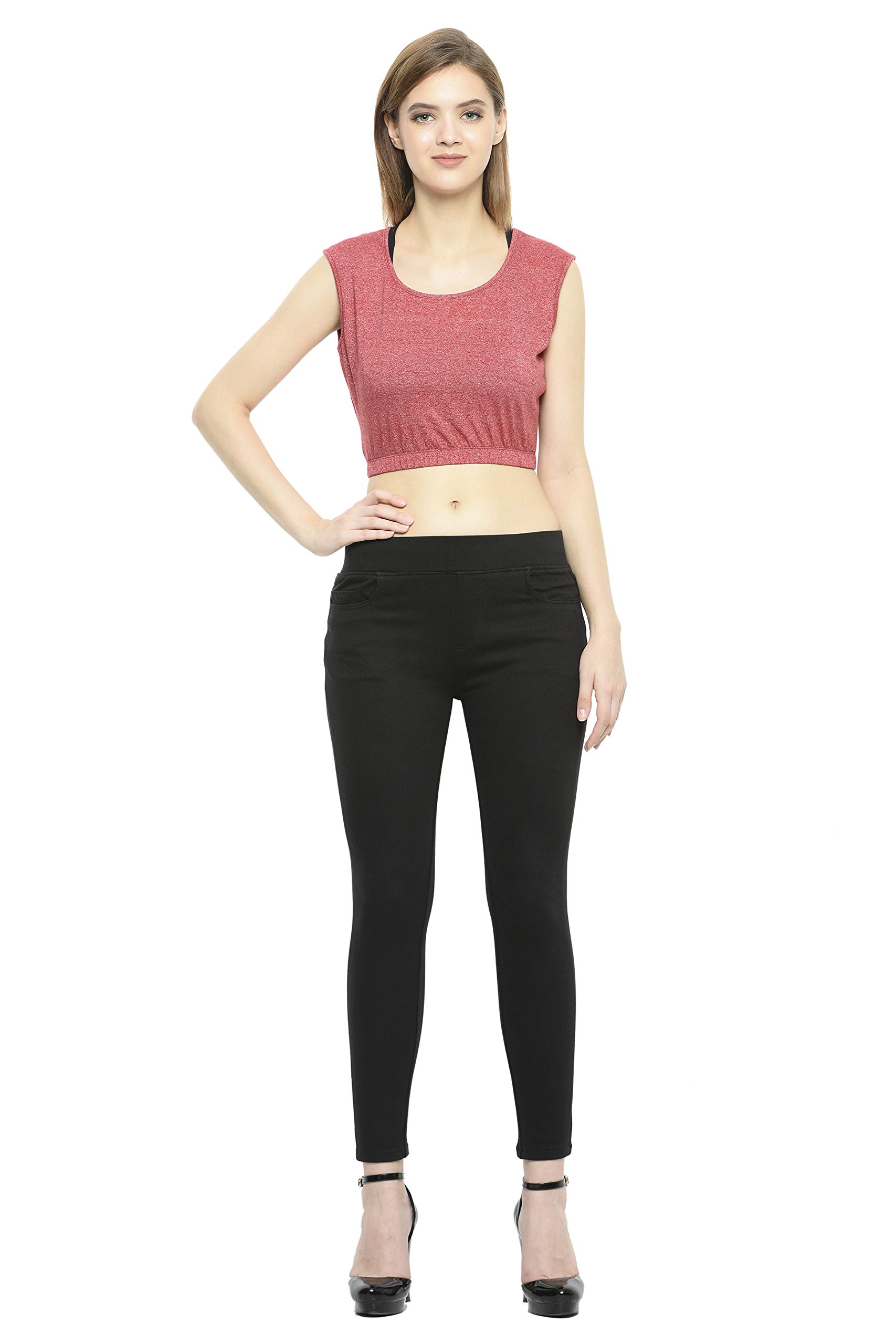 Frenchtrendz Womens's Cotton Viscose Spandex Jegging(Black, XS-4XL)