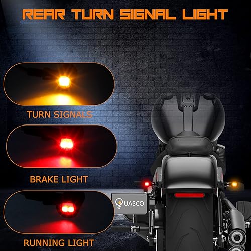 Miniatura 3 de QUASCO Señales de Giro Delanteras y Traseras para Motocicleta Kit Universal de Señales de Giro LED Mini Intermitentes Compatibles con Harley Honda