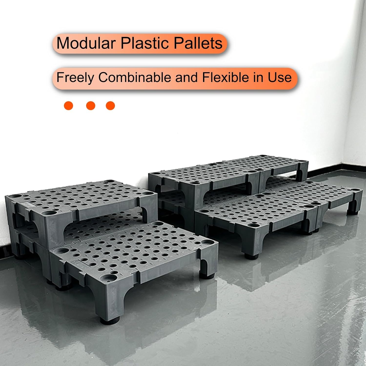 Non-Slip Plug-in System Lightweight Pallet, Lightweight Moisture-Proof Floor Pallets Easy to Stack, Plastic Pallet for Supermarket Restaurant Garages