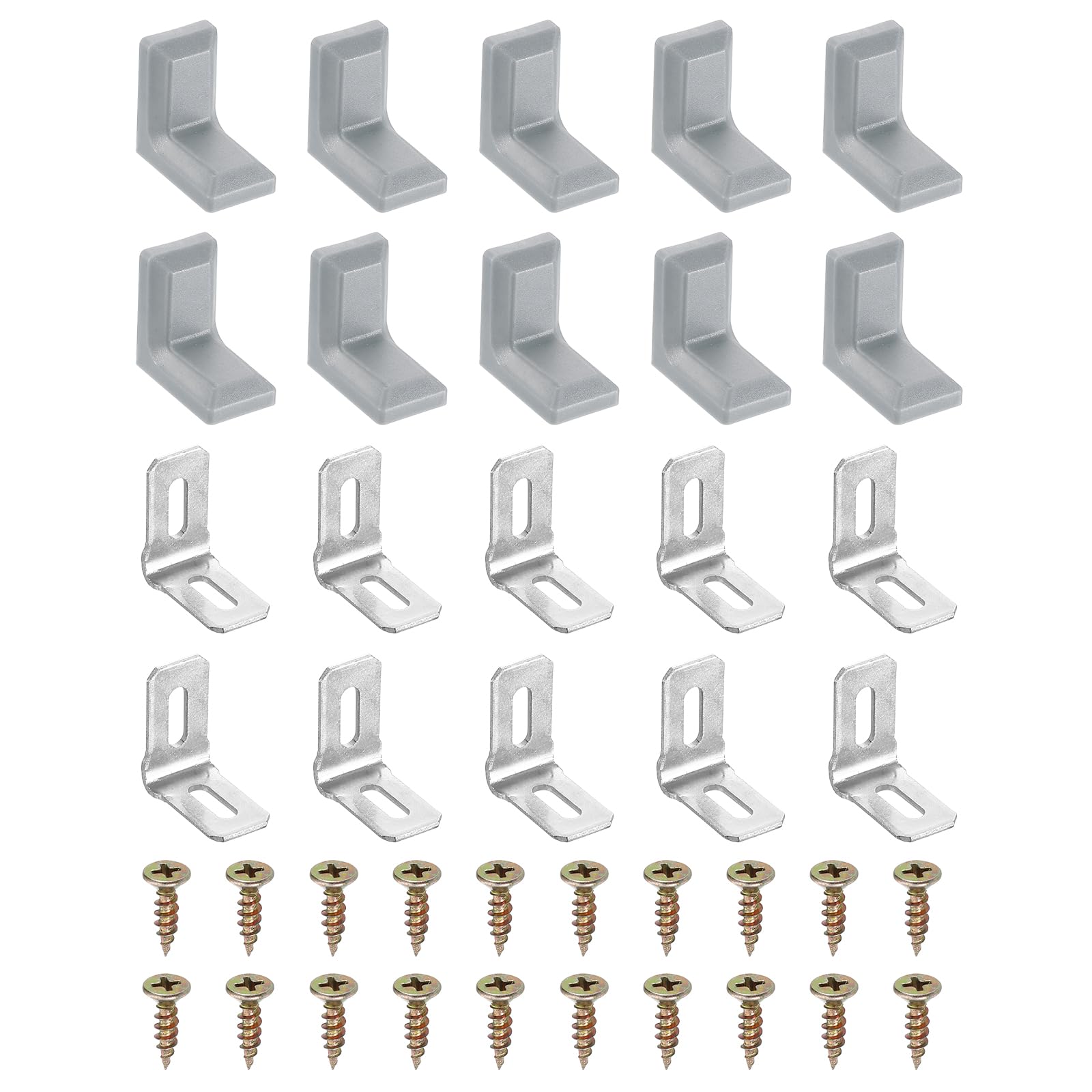 Équerres de fixation PATIKIL en métal gris en forme de L pour ferrure de meuble en bois