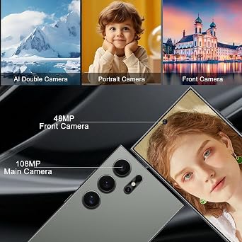 Unlocked Cell Phones C25 Ultra Smartphones 5G Phone Android 14 Mobile Phones 12GB+512GB/7 Display/48MP+108MP Camera/8000 mAh/Dual SIM/Build-in Pen