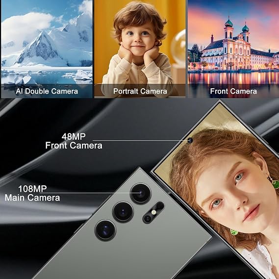 Unlocked Cell Phones C25 Ultra Smartphones 5G Phone Android 14 Mobile Phones 12GB+512GB/7 Display/48MP+108MP Camera/8000 mAh/Dual SIM/Build-in Pen