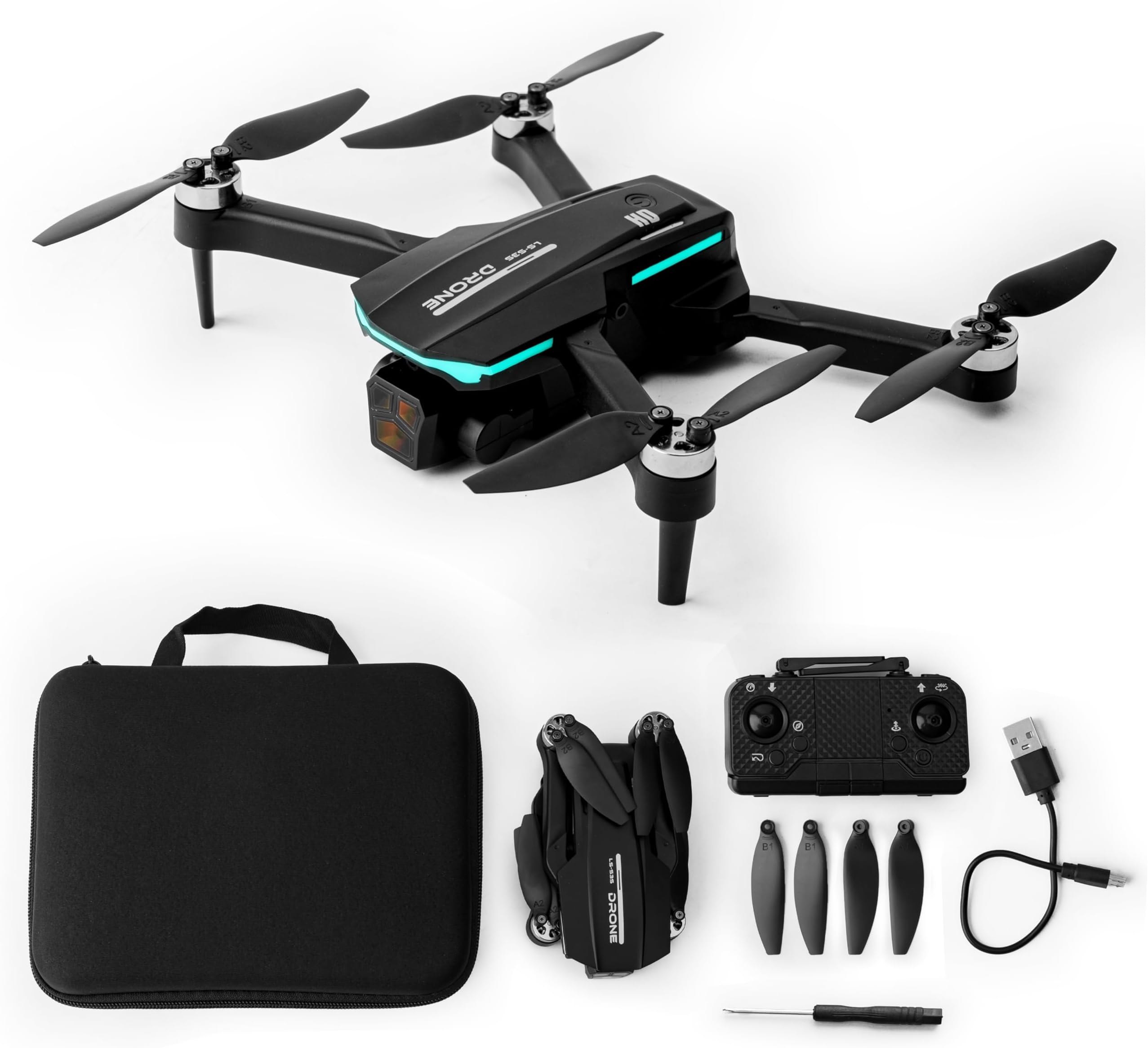 - Foldable RC Drone Kit- Mini Camera 4K | Toy Drone for Kids 8-17 | Adults, Brushless motor, Smart Camera | Remote Control | Black