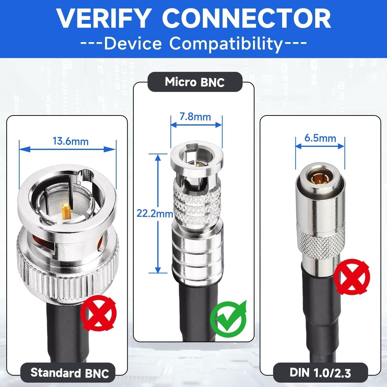 Superbat Cable Micro SDI 3G/6G/12G 1m Mini BNC a BNC Hembra Belden 1694A 75 Ohm para Blackmagic Video Assist, Cámara Micro de Estudio, Tarjeta de Captura DeckLink Quad, Cámara Mini Pro