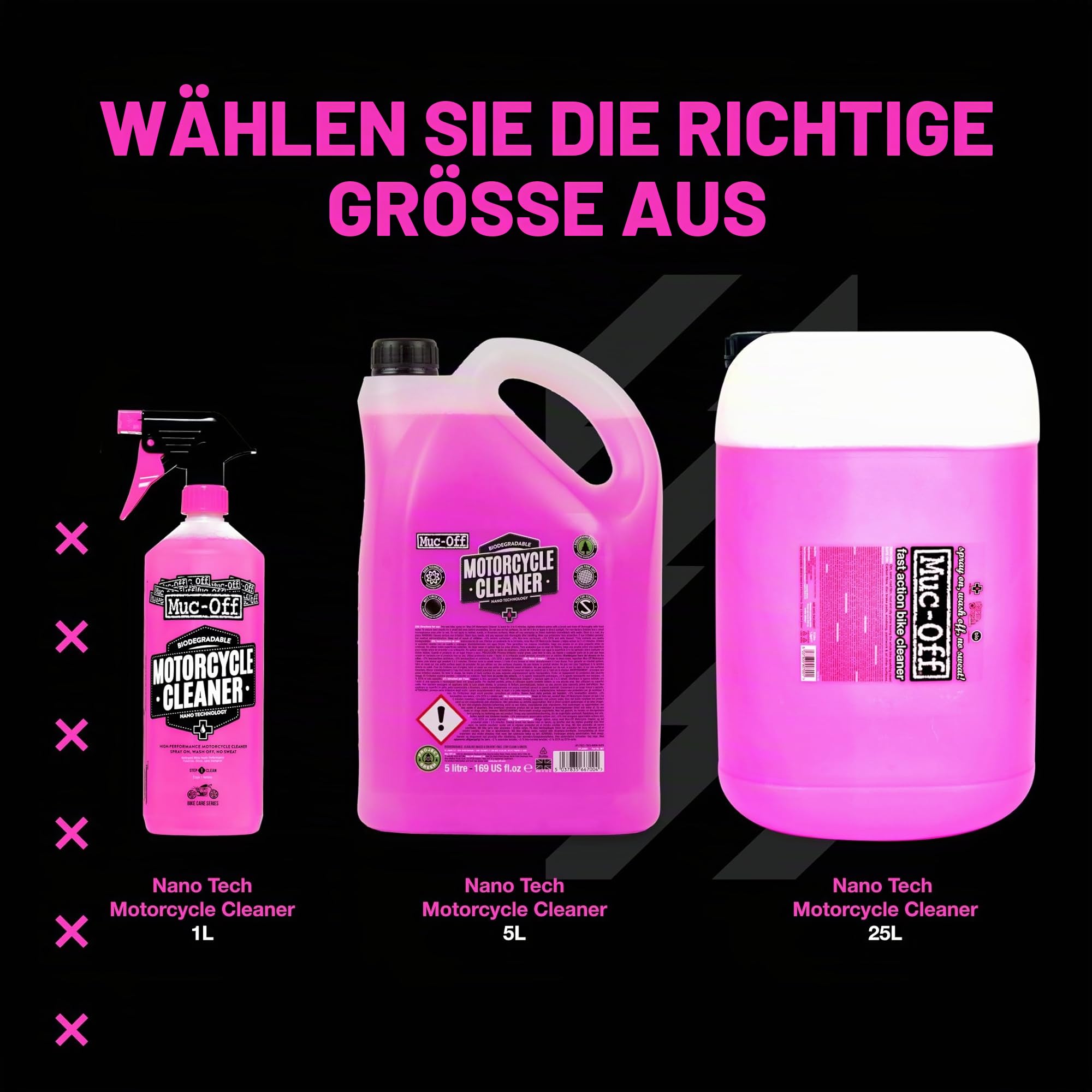 Muc Off Nano-Tech Motorcycle Cleaner 5 l - Biologisch Abbaubares Motorrad Reinigungsmittel Spray